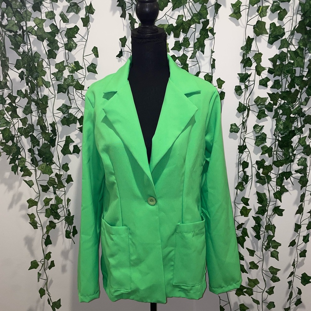 Pretty Little Thing | Apple Green Single Breasted Patch Pocket Basic Blazer